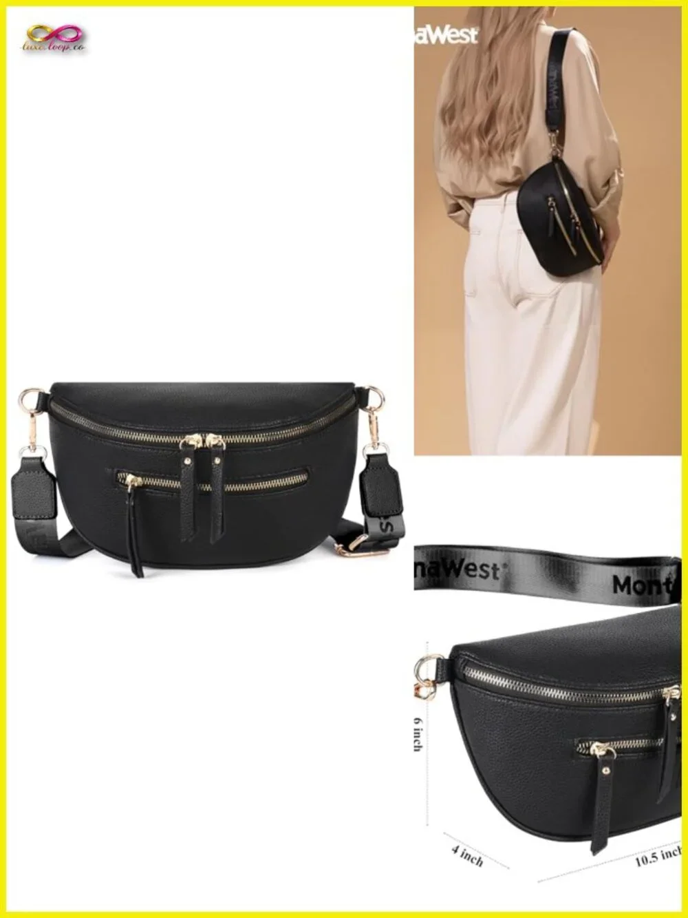 Faux Leather Crossbody Bag Sling Purse with Adjustable Strap